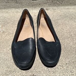 E360 Black Leather Women's Loafers